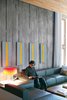 Modern home with Living Room and Sofa. Cho relaxes in the first-floor living room, where paintings by up-and-coming Germany-based Chinese artist Ruo Bing Chen play off a sofa and coffee table designed by the architect himself. Photo of Architect Spotlight: Byoung-soo Cho