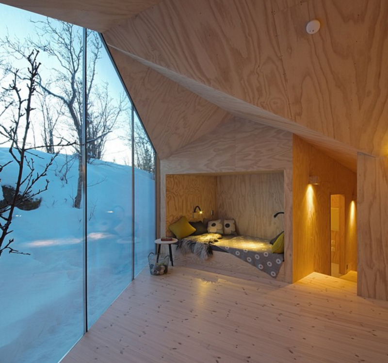 V-Lodge by Reiulf Ramstad Architects

A faceted roofed undulates throughout this private cabin by Reiulf Ramstad Architects in Buskerud, Norway. The firm is known for their attention to detail and impressive material sensibility.