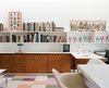 Modern home with Office, Desk, Chair, Rug Floor, Study, Shelves, and Storage. The playroom later became Xenia’s office. Photo 18 of Miller House in Columbus, Indiana by Eero Saarinen