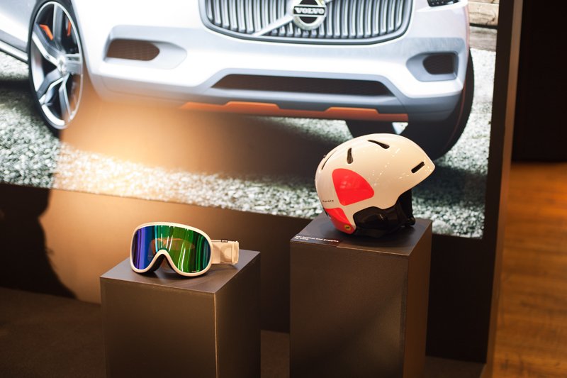 Volvo's commitment to sport is displayed with a ski helmet and goggles by POC.