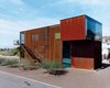 Modern home with Exterior, House Building Type, Metal Roof Material, and Flat RoofLine. The woven wire steel mesh presents a semi-transparent sheath to the interiors. Photo of Steel Yourself