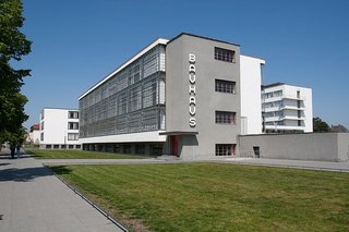 Although initially established in the German town of Weimar, the Bauhaus relocated to the industrial city of Dessau. This building, constructed by Staatliches Bauhaus founder and director Walter Gropius, was the second home of the renowned school.