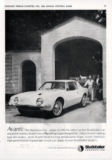 Italian for forward, the Avanti was created by Raymond Loewy and a team of designers during a 40-day crash course at the behest of Studebaker President Sherwood Egbert. Sporting a sleek look during a period of automotive overindulgence, the Avanti also boasted numerous safety features ahead of its time.