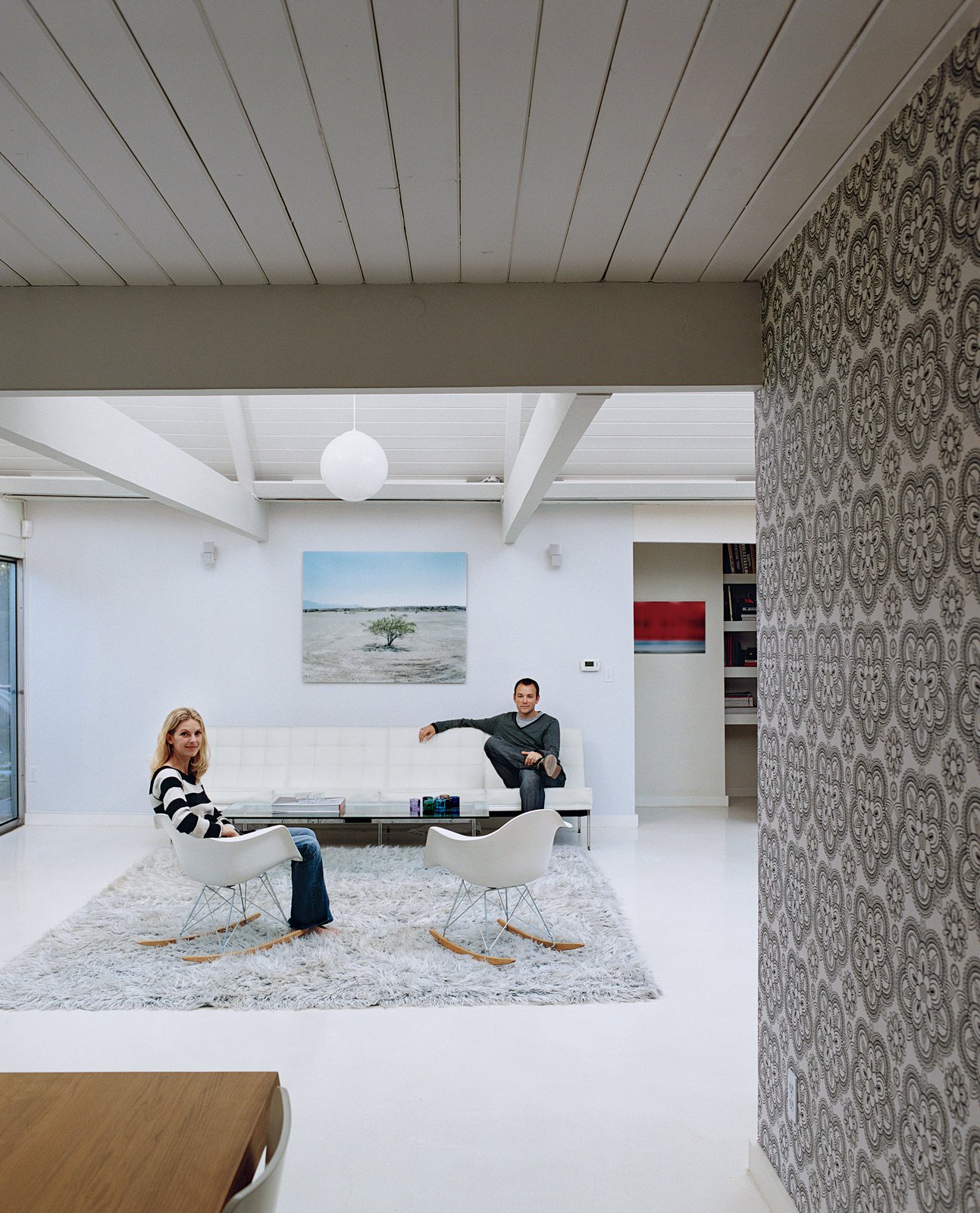 Sitting in their living room, Jennifer and Mattias can watch Moa traverse obstacle courses of hula hoops and basketballs in the atrium when it rains.