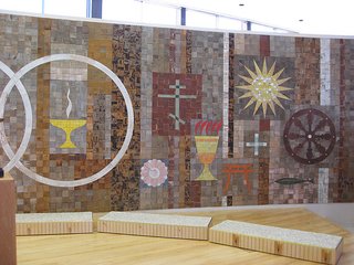 A mural created by Alexander Girard for The First Unitarian Church in Albuquerque, New Mexico. Image courtesy Flicker user Paulinacha.
