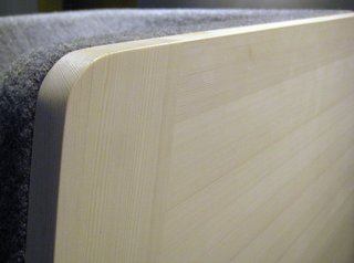 The result is the Nord chair, a piece that shows off rather than hides the pine’s natural grain. Contrasted against the sharp solid form of the wood is a seat made of molded foam and covered in wooly felt that passes over the top of the chair and continues around to the underside. With this chair, VAD (which stands for "Value Added Design") has created a tactile pleasure that’s as gentle on the senses as it is welcoming to the eye. A prototype was presented at the Fair, however the chairs will be in production by Spring. There is currently no distribution in the US. Contact VAD through their website for more information.