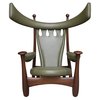 Modern home with Living Room and Chair. In 2009 Rodrigues reproduced a limited edition of 40 Aspas, also known as the Chifruda, of imbuia and freijó wood frame and leather, through Espasso. Photo of Brazilian Design 101