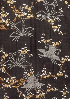 Outer kimono, monochrome figured satin silk with tie-dyed and embroidered decoration. Japan, 1800-30 (V&A: FE.28-1984). From V&A Pattern Series II: Kimono published by V&A Publishing and Abrams Books.