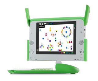 Strausfeld's work includes website design and large-scale media instillations as well as software, such as the Sugar user interface for One Laptop per Child. Photo by One Laptop per Child.