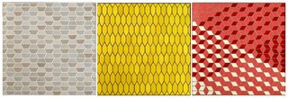 More options that play with shapes and colors, including an inventive 3D pattern by Deam.