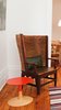 Building on contrasts, Jones juxtaposes a modern two-toned side table alongside an antique armchair. Photo of Canada's Design Domestic modern home