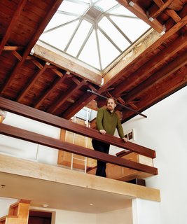 This sleeping loft is fitted with mahogany rails.