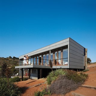 The house was built on piers (save for the lower-level bedroom) so that little of the natural landscape would be disturbed.