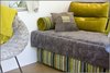 A closer look at the Designer's Guild fabrics. "I work exclusively with those fabrics, no other label creates colors and patterns like DG," notes Brandes. Photo of Big Sur Airstream Renovation modern home