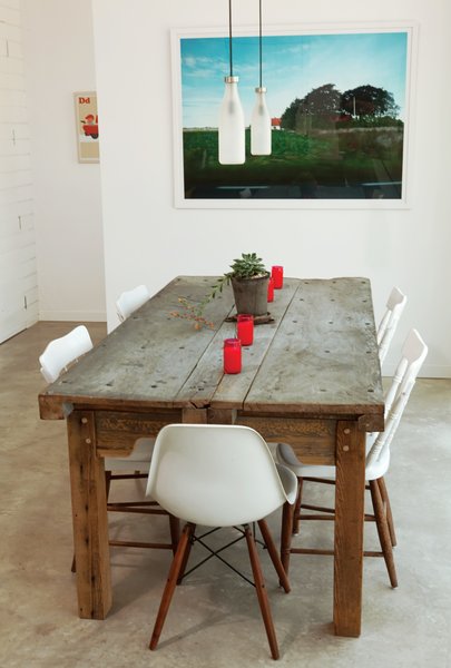 The dining table in the Suttles and Shah residence made from two old Mexican doors.