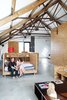 Modern home with Bedroom and Bed. Mobile Nap
Turner made much of the barn’s furniture from OSB, but the mobile daybed
on wheels is a standout piece and allows the user to catch the sun or shade as the mood strikes. Photo of Take Two: 7 Adaptive Reuse Projects We Love