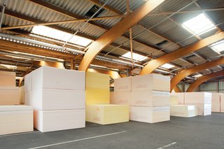 Stacks of foam await their fates.