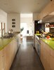 Modern home with Kitchen and Wood Cabinet. Here's another instance of a bit of bright color (on the countertops) giving an appealing accent to what is an otherwise pretty sedate palette. And if affordability is the name of the game, often a splash of color is more achievable than a spendy material. Photo of Architects Get Crafty With Budgets to Build Cost-Effective Modern Homes