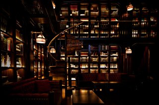 Here, the Library Bar, which is equally dark and richly textured, a marked difference from the scruffy Garment District neighborhood right outside.