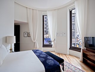 A few of the hotel suites are situated in the building's corner cupola.