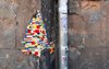 An uneven stone wall is a fitting spot for Lego bombing. Photo of A Look at Lego Bombing modern home