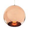 Lighting designer Tom Dixon released this pendant lamp in 2006 at the Milan Furniture Fair. The shade is constructed of plastic polycarbonate and sheathed in a mirror-like copper finish. See more of the Copper Shade Pendant Lamp here. Photo of Fall Design Trend: Gold, Brass, and Copper Accents modern home