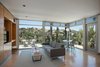 The 3,720-square-foot-home features stretches of birdseye maple built-ins. Photo of House in the Los Angeles Hills Inspired by California Modernists modern home