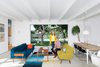 Modern home with Living Room, Sofa, Coffee Tables, and Pendant Lighting. Glee star Jayma Mays and actor Adam Campbell in the living room of their Los Angeles home. Photo of Homes Filled with Colorful Furniture