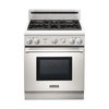 Pro Harmony PRG304GH Gas Range by Thermador, $4,149
Many homeowners expect professional chef-level performance from their ranges. The high price goes toward hyper-specific heat controls that help you to simmer and boil with precision. A removable base lets you quickly clean beneath the burners. Photo of Must-Have Products for the Modern Kitchen modern home