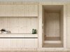 Built-in shelving crafted by local carpenters distinguish the living area from the service zone, where appliances and utilities are stored. "Because of the integrated shelving, no additional furniture is needed for storage," Matt says. Photo 5 of House For Julia Björn modern home