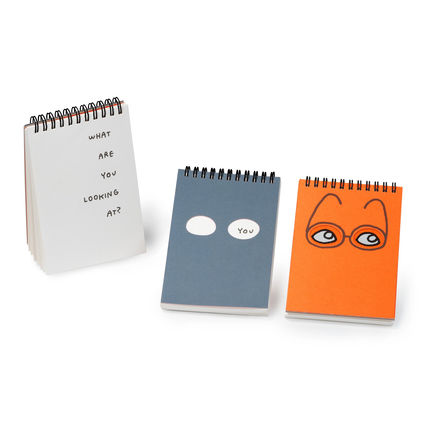 Jason Polan, known for his ambitious project to draw every person in New York City, has created a series of journals that help people take note of the world around them.

The ultra-portable Observation Notebook features eye-shaped cutouts on the back cover, making it ideal for conducting covert surveillance.