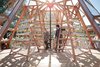 Modern home with Outdoor, Gardens, and Garden. Built with low-cost and recycled materials, the octagonal Jellyfish Barge supports 70 square meters of stacked hydroponic grow racks. Launched in the Navicelli canal in Pisa this past October, the floating farm has already produced a bumper crop of lettuce and radicchio. Photo of Incredible Floating Barge Makes it Possible to Grow Food on Any Body of Water