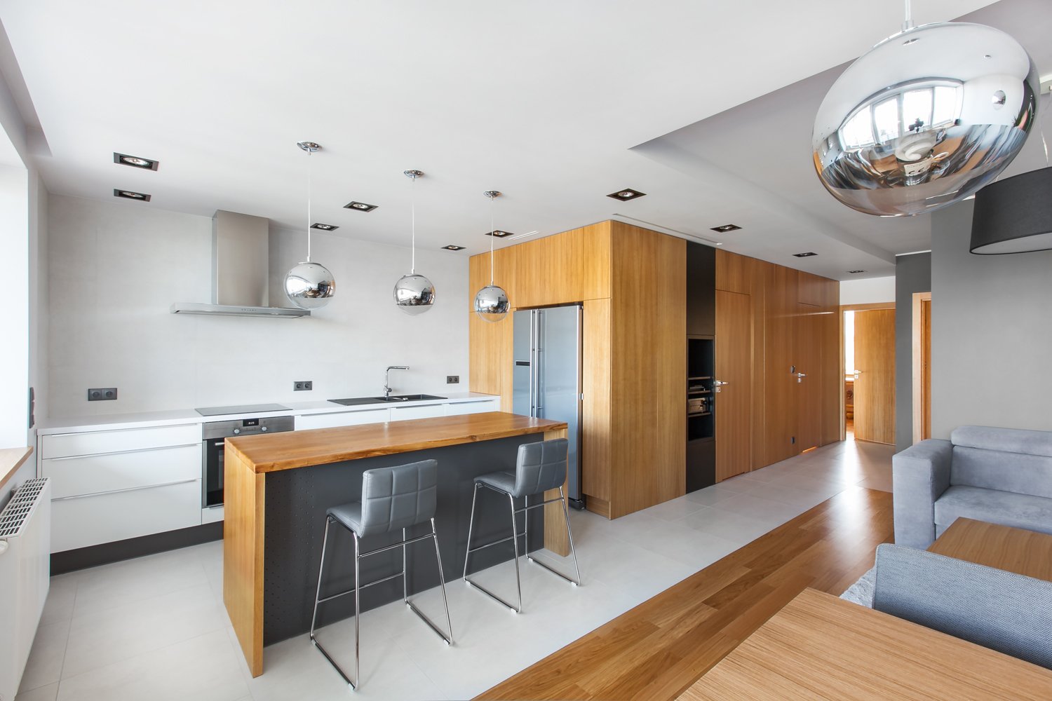 View of Photo 1 of 5 in An Open-Plan Apartment Renovation in Poland by Luke ...