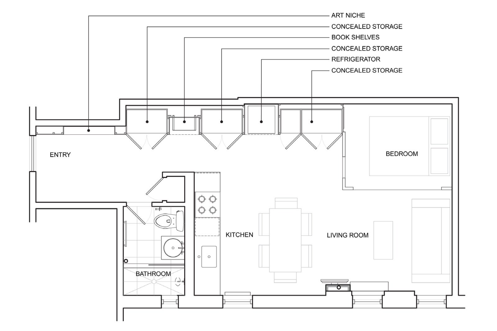 A Tiny Brooklyn Studio Apartment Organized by a Smart Storage Wall by