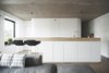 A gray Liam sofa is a smart solution for partitioning rooms while keeping an open plan in a small space. Black Enea Lottus stools also enable a joint entertainment/functional area. Photo 3 of Soviet Intelligentsia modern home