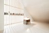 Modern home with Office, Desk, Chair, Bookcase, Concrete Floor, and Study Room Type. The room can easily adapt to become a study, lounge, or entertainment space. Photo 8 of La Pedevilla
