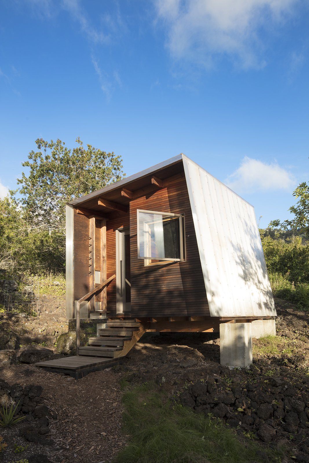 Photo 2 of 9 in Two Tiny Pavilions Respectfully Perch Atop a Lava Flow