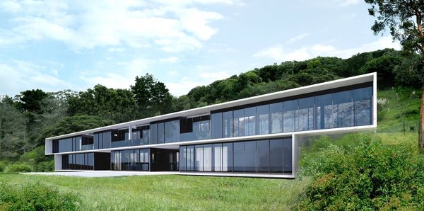 The property includes a private sandy beach, which is