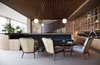 Modern home with Living Room, Bench, Chair, Coffee Tables, Pendant Lighting, Floor Lighting, and Carpet Floor. The common areas are completely paneled in wood, which seamlessly flows connecting the common areas of the hotel.
In addition to its own restaurant, the hotel is complete with a smart wellness center, lounge, wine cellar, and a relaxed snack bar called Oteiza, which features Subijana's cuisine in a more relaxed setting. With beautiful design and furnishings, innovative architecture, Michelin star-rated food, and a picturesque coastline, Hotel Akelarre has all the elements you need—and more—for a perfect escape to Spain. Photo 5 of Hotel Akelarre
