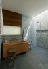 Modern home with Bath Room, Slate Floor, Soaking Tub, Glass Tile Wall, Open Shower, and Recessed Lighting. In the master bath, Hale chose slate tile for the floors and green-and-brown glass tile by Lunada Bay for the walls, both from United Tile. The Japanese Ofuro soaking tub, crafted from Hinoki wood, is by Zen Bathworks. Photo 7 of Haiku House