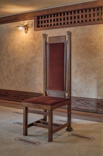 Original Wright furniture is on display in the home’s dining room, main floor guest room, and third floor.