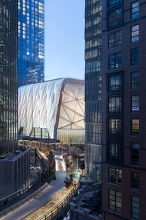 The Shed rises next to the High Line.