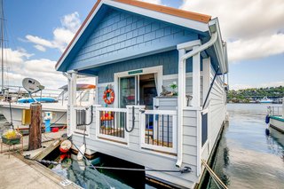 A look at the boat's charming cottage-like exterior.