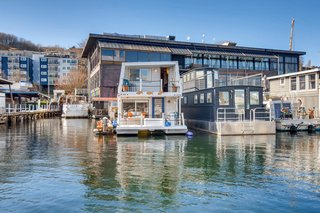 The 1,020-square-foot home features decks off the living room and both bedrooms.