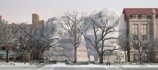 Milford pink granite is planned for the new facade, which will face Columbus Avenue. The same granite is also used on the museum's opposing facade along Central Park West.
