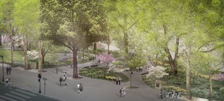 The final landscape design claims a smaller footprint within the existing park and preserves key landscape features.