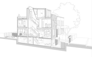 A sectional drawing of Little House, Big City.