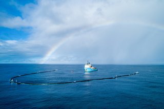 The Ocean Cleanup's floating boom measures nearly 2,000 feet long.