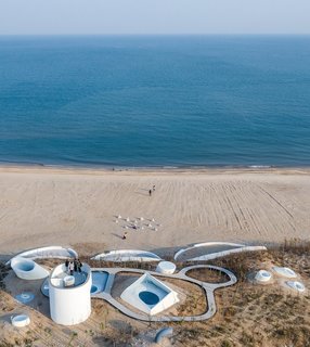 An aerial view of the UCCA Dune Art Museum in Qinhuangdao, China.