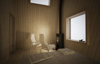 The simple, luxurious rooms showcase Scandinavian design. 